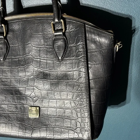MCM Black Croc-Embossed Tote - Picture 3 of 10
